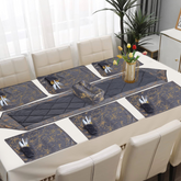 14 Pcs Quilted Velvet Table Runner Set Eternity Grey