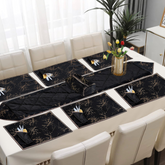 14 Pcs Quilted Velvet Table Runner Set Halcyon Black