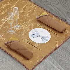 14 Pcs Quilted Velvet Table Runner Set Oblivion Golden