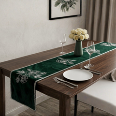1 Pcs Embroidered Table Runner Set Green
