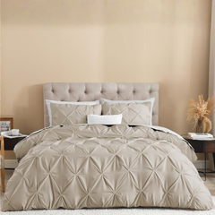 8 Pcs Diamond Beige Bed Sheet Set with Quilt, Pillow and Cushions Covers
