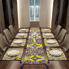 9 Pcs Table Runner Set blue Tile