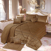 Adagio 14 Pcs Palachi Bedding Set with Filled Comforter Brown