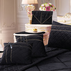 Adagio 14 Pcs Palachi Bedding Set with Filled Comforter Black