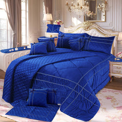 Adagio 14 Pcs Palachi Bedding Set with Filled Comforter Blue