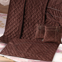 Adagio 14 Pcs Palachi Bedding Set with Filled Comforter Dark Brown