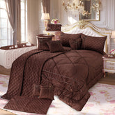 Adagio 14 Pcs Palachi Bedding Set with Filled Comforter Dark Brown