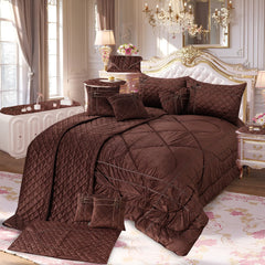 Adagio 14 Pcs Palachi Bedding Set with Filled Comforter Dark Brown