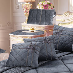 Adagio 14 Pcs Palachi Bedding Set with Filled Comforter Grey