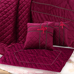 Adagio 14 Pcs Palachi Bedding Set with Filled Comforter Maroon