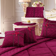 Adagio 14 Pcs Palachi Bedding Set with Filled Comforter Maroon