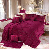 Adagio 14 Pcs Palachi Bedding Set with Filled Comforter Maroon