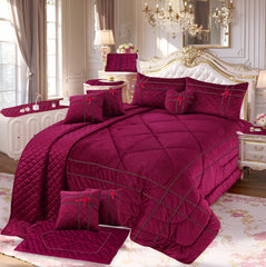 Adagio 14 Pcs Palachi Bedding Set with Filled Comforter Maroon