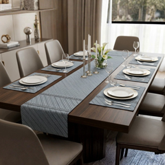 Argos Embroidered 9 Pcs Table Runner Set Grey ( 8 Seater )