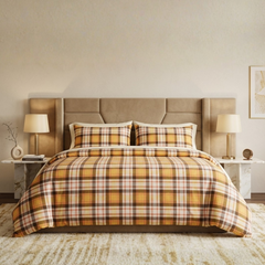 Cogent 3 Pcs Bedding Set Mustard Check