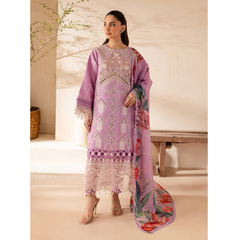 Damas 3 PC Embroidered Unstitched Suit Lavender