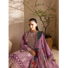 Damas 3 PC Embroidered Unstitched Suit Lavender
