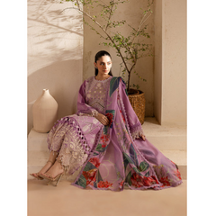 Damas 3 PC Embroidered Unstitched Suit Lavender