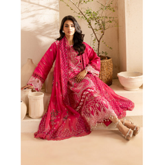 Damas 3 PC Embroidered Unstitched Suit Pink