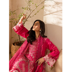 Damas 3 PC Embroidered Unstitched Suit Pink