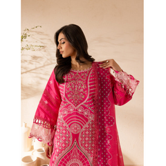 Damas 3 PC Embroidered Unstitched Suit Pink