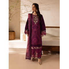 Damas 3 PC Embroidered Unstitched Suit Purple