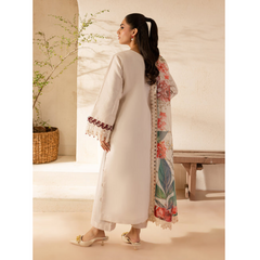 Damas 3 PC Embroidered Unstitched Suit White