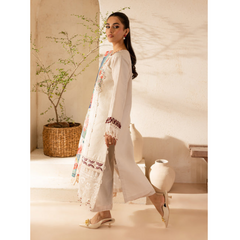 Damas 3 PC Embroidered Unstitched Suit White