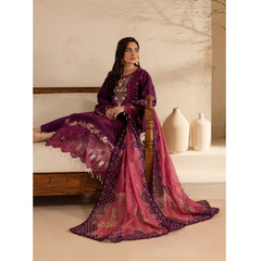 Damas 3 PC Embroidered Unstitched Suit Purple