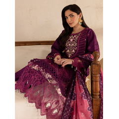 Damas 3 PC Embroidered Unstitched Suit Purple