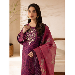 Damas 3 PC Embroidered Unstitched Suit Purple