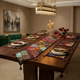 Dawdle 7 Pcs Embroidered Table Runner Set Red