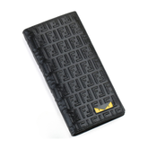 Designer Fendi Leather Men Long Wallet Black ( Made in Italy )