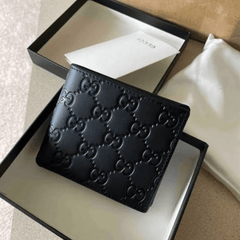 Designer Gucci Leather Men Slim Wallet Textured Black