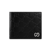 Designer Gucci Leather Men Slim Wallet Textured Black