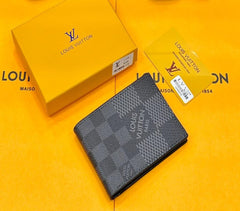 Designer LV Leather Bifold Men Wallet Blackish Grey