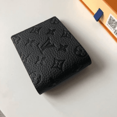 Designer LV Leather Men Slim Wallet Black ( Made in Italy)