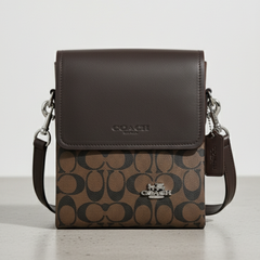 Designer Coach Leather Crossbody Bag Brown ( Made in Italy )