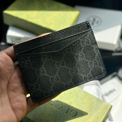 Designer Gucci Leather Card Holder Black ( Made in Italy)