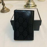 Designer Gucci Premium Leather Card Holder Black ( Made in Italy)