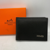 Designer Hermes Leather Bifold Men Wallet Black ( Made in Italy )