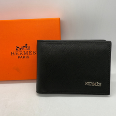 Designer Hermes Leather Bifold Men Wallet Black ( Made in Italy )