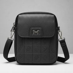 Designer Hermes Leather Crossbody Bag Black ( Made in Italy )