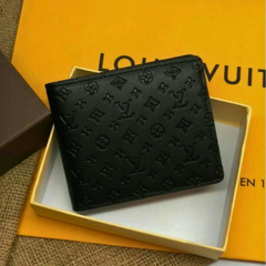 Designer LV Leather Bifold Men Wallet Black ( Made in Italy )
