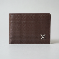 Designer LV Leather Bifold Men Wallet Brown ( Made in Italy )