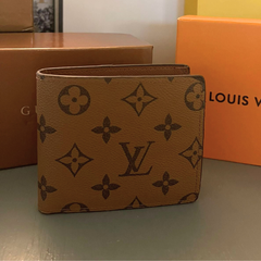 Designer LV Leather Bifold Men Wallet Brown ( Made in Italy )