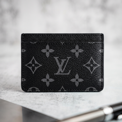 Designer LV Leather Card Holder Black ( Made in Italy)