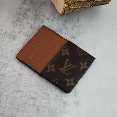 Designer LV Leather Card Holder Brown ( Made in Italy)