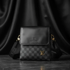 Designer LV Leather Crossbody Bag Black ( Made in Italy )