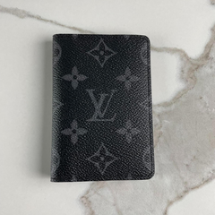 Designer LV Premium Leather Card Holder Black ( Made in Italy)